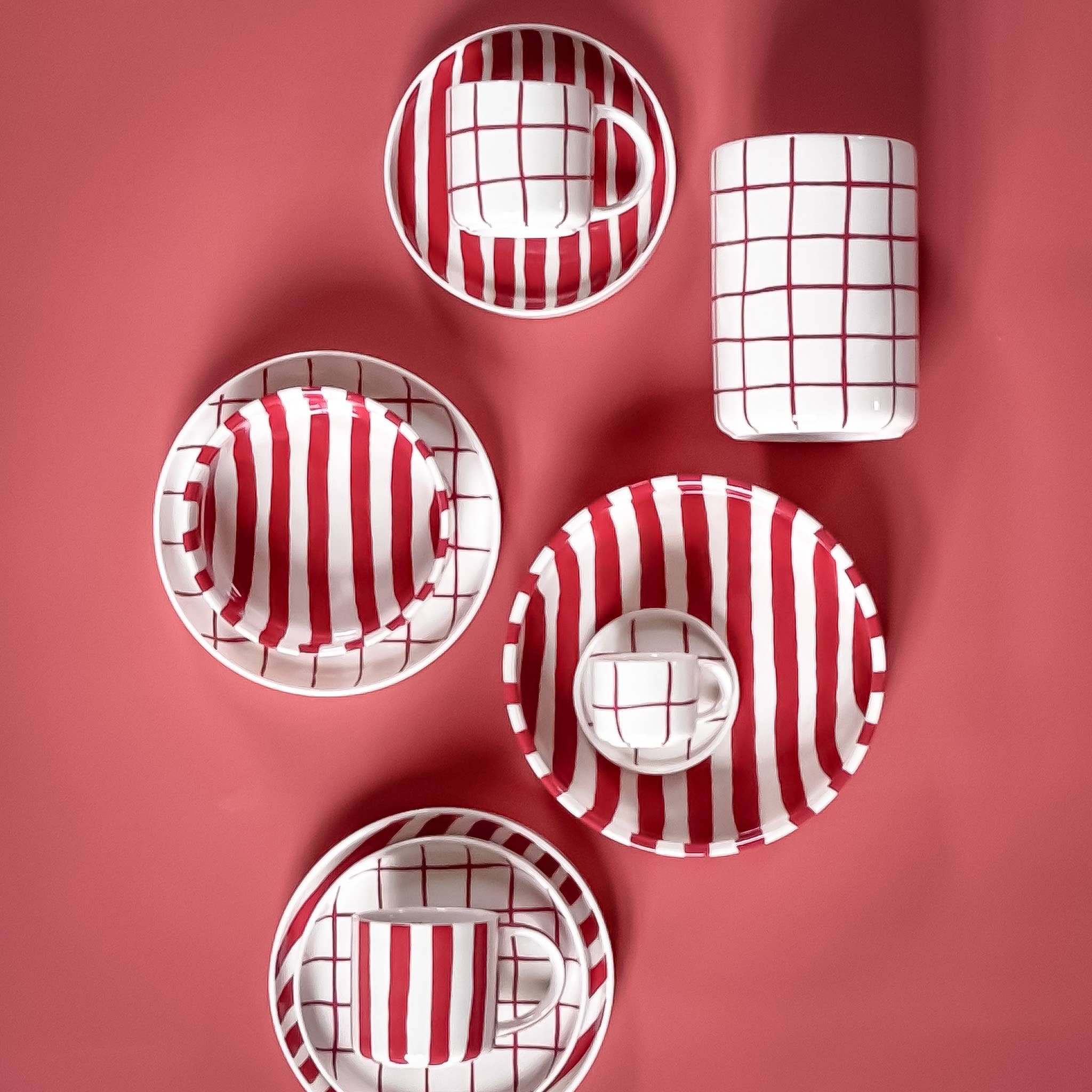Schale gross Stripes - tramonto red