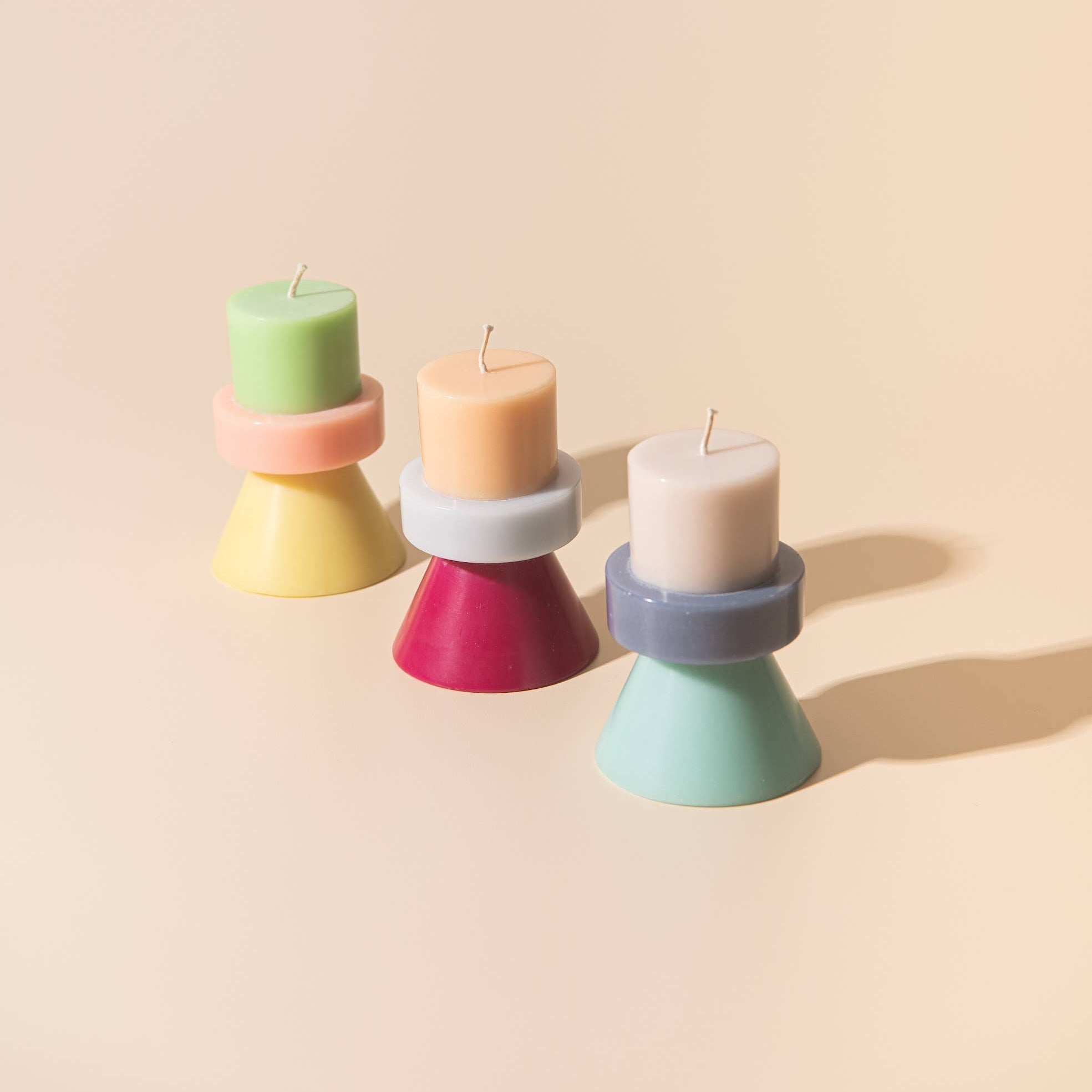 Stackable candle - Mini: Lime green/Coral/Yellow