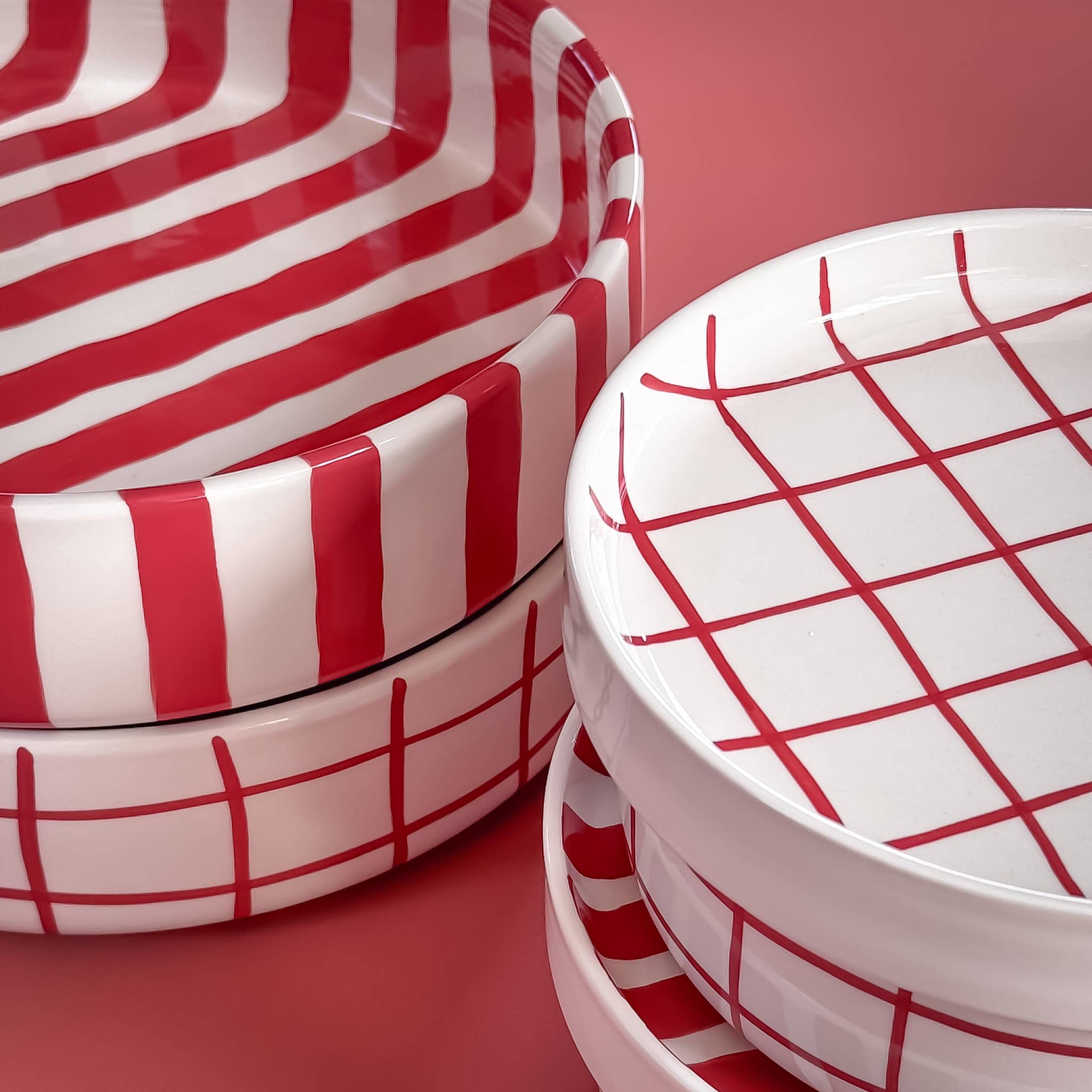 Schale gross Stripes - tramonto red