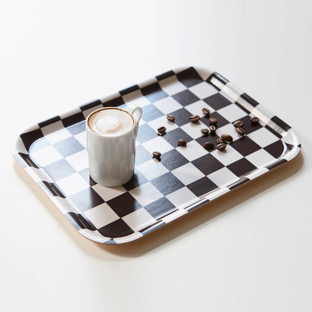 Espresso/Creme CHECKER Serviertablett - 27x20 cm