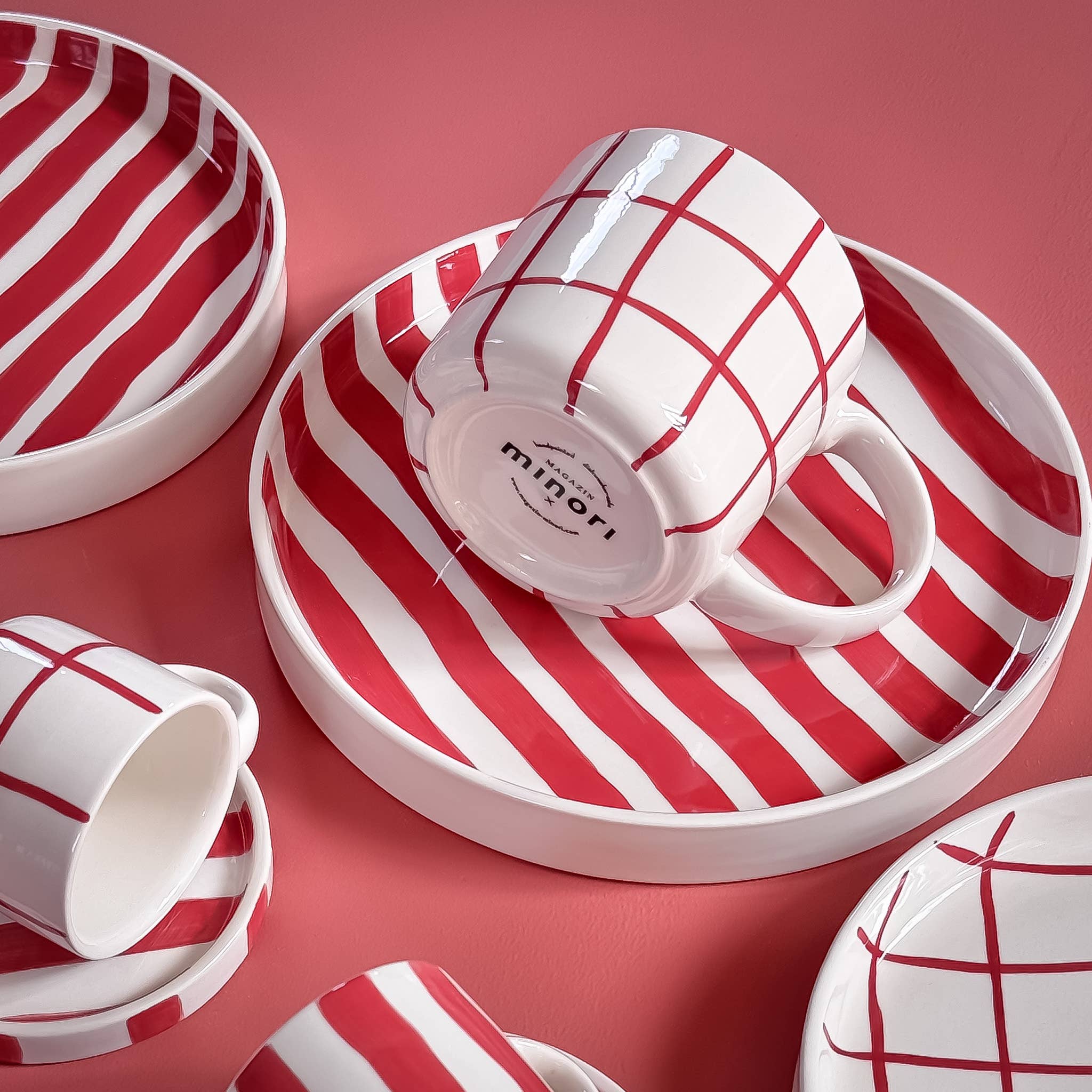 Schale gross Stripes - tramonto red