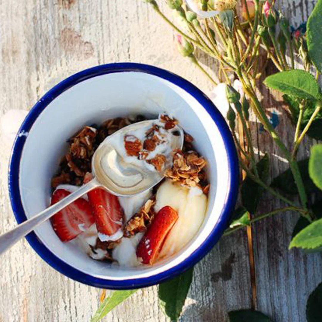 12 cm bowl set: White with blue rim