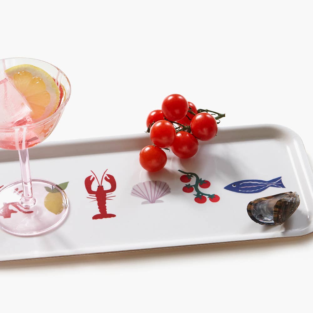 BLU KAT 'Seaside Lunch' rechteckiges Serviertablett – 32 x 15 cm – Cremefarben