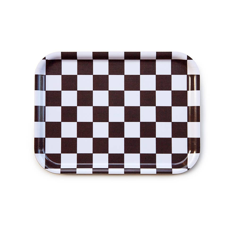 Espresso/Creme CHECKER Serviertablett - 27x20 cm