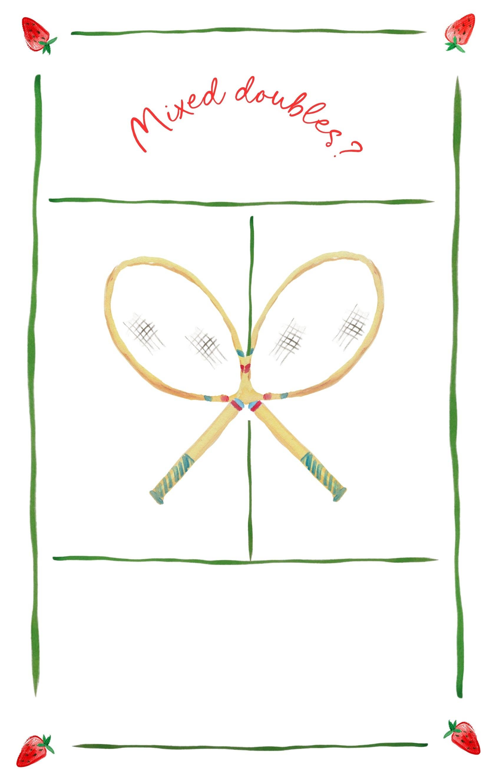 Mixed doubles? - Tennis set linen tea towel