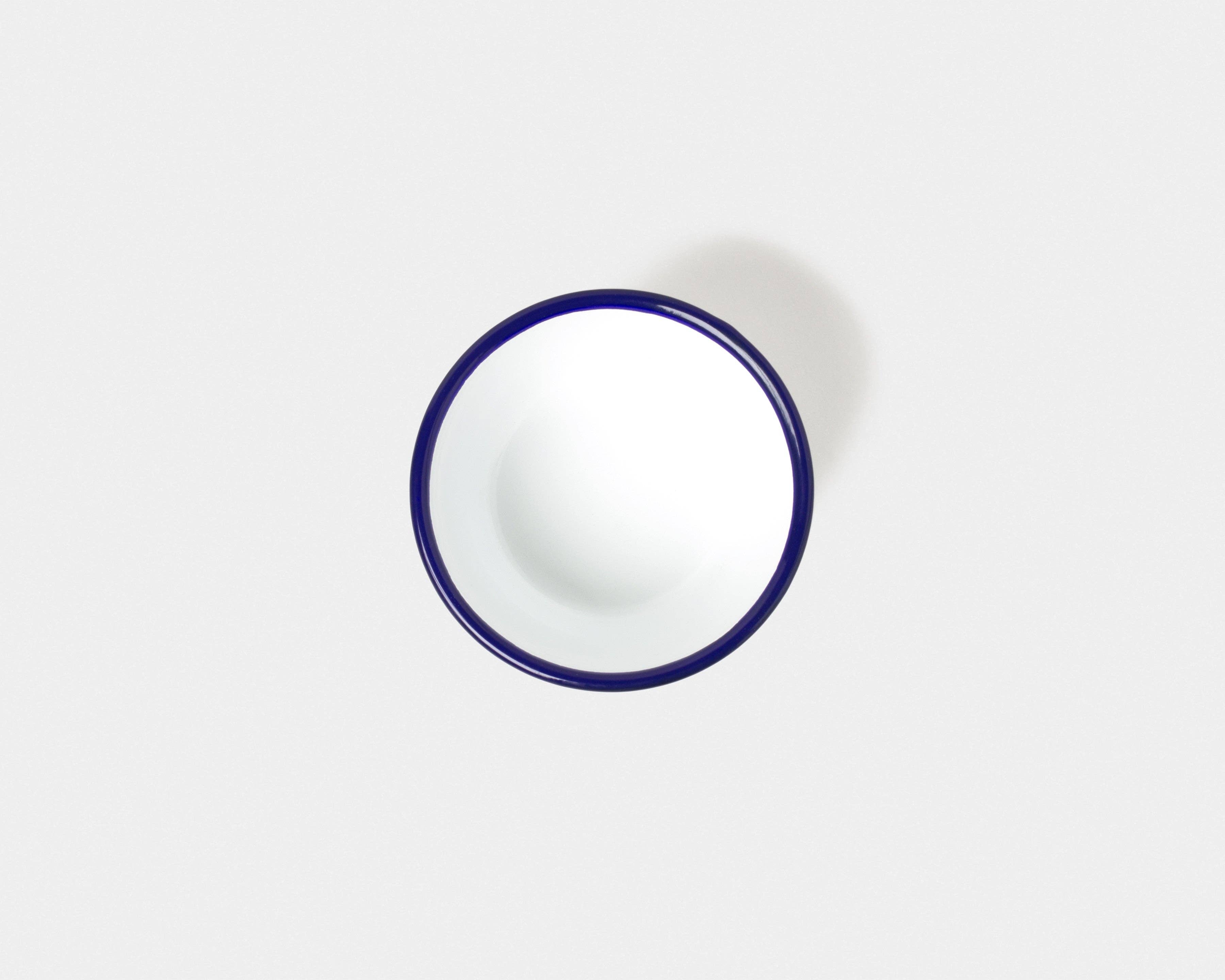 12 cm bowl set: White with blue rim