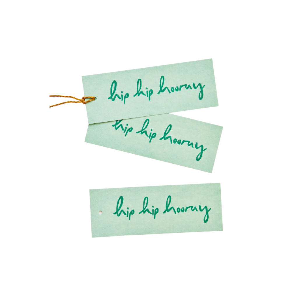 Gift Tags - Set of 8 Hip Hip Hooray Green: Green / Matte