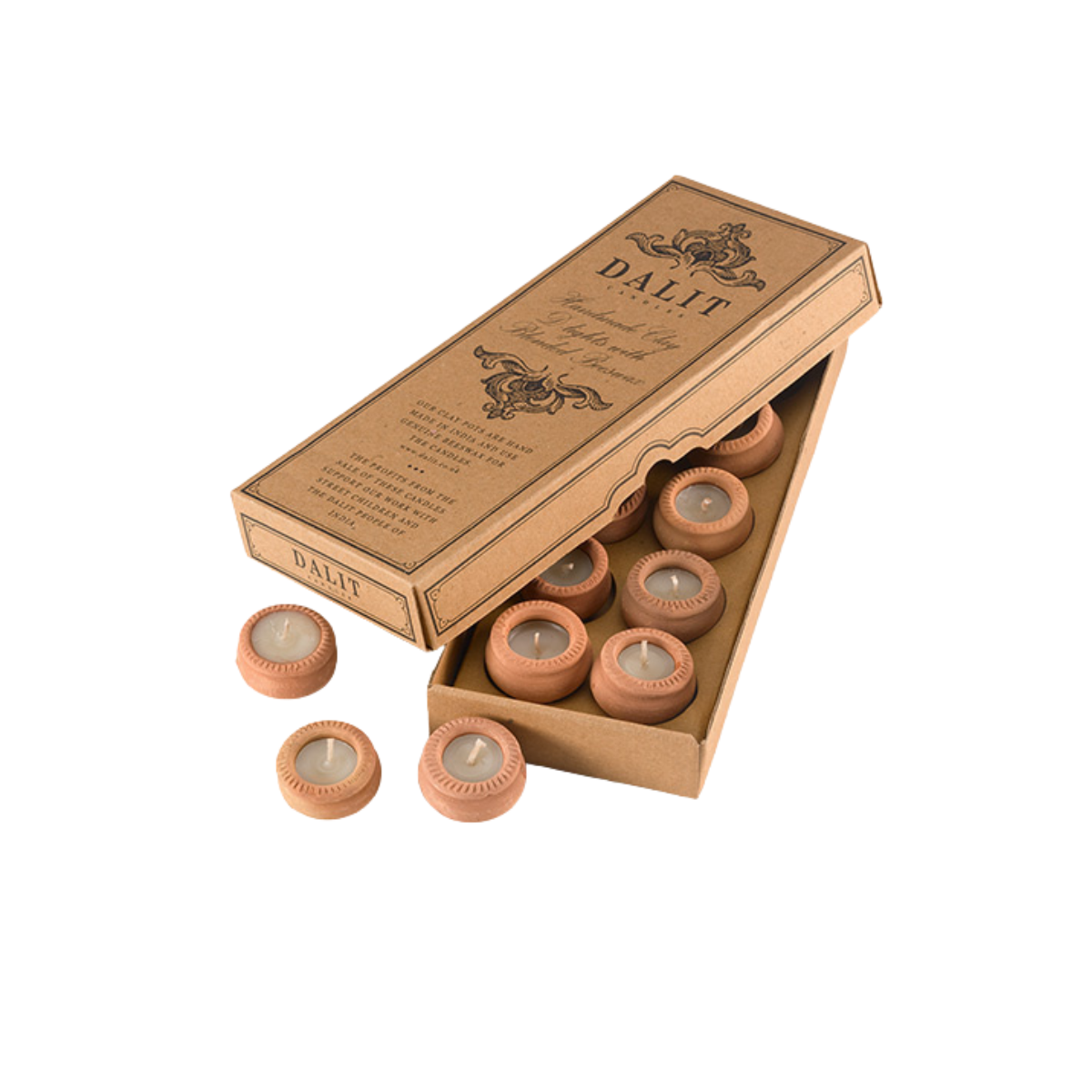 Handgefertigte Terrakotta-Bienenwachs-Teelichter, 10er-Pack