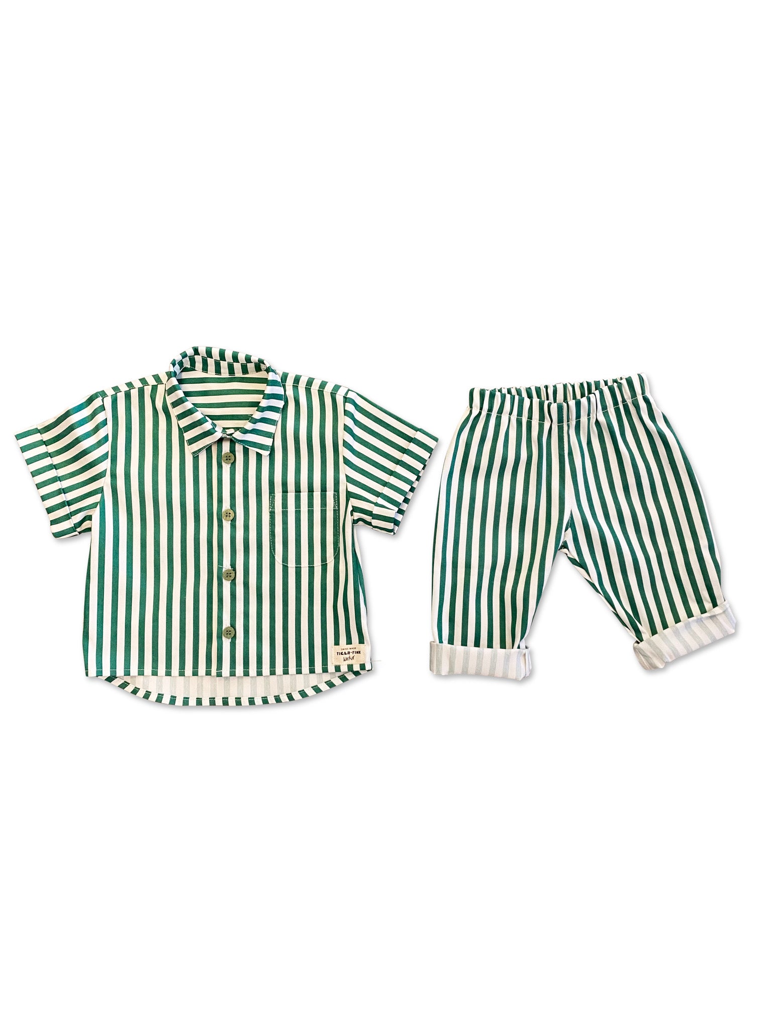 SOMMER TIGER WORKER HEMD STREIFEN GRÜN