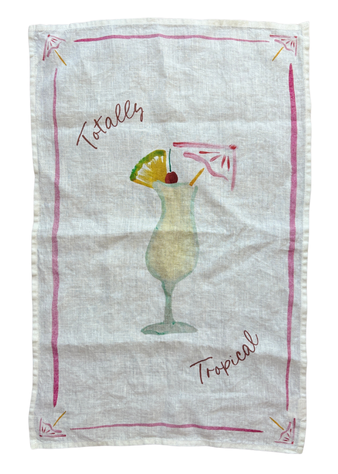 Total tropisch - Pina Colada Leinen-Geschirrtuch