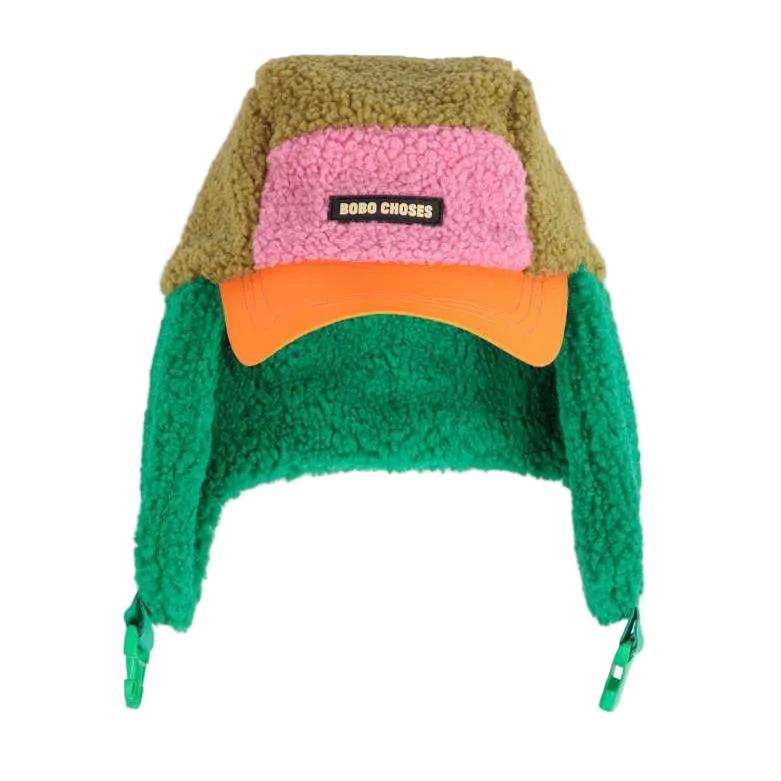 Bobo Choses color block sheepskin chapka pink
