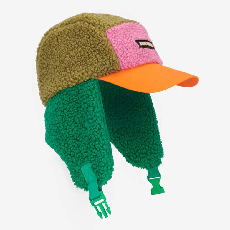 Bobo Choses color block sheepskin chapka pink