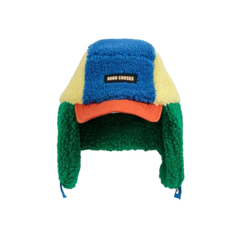 Bobo Choses color block sheepskin chapka blue