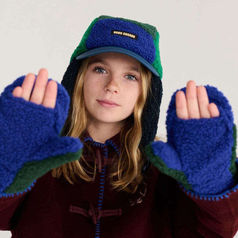 Bobo Choses Color Block sheepskin mittens