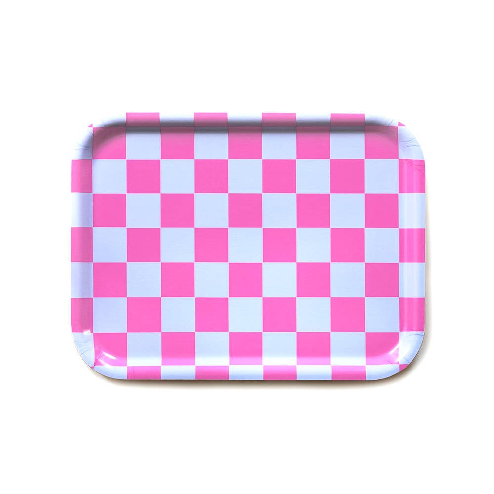 Fuchsia/Sky CHECKER-Serviertablett - 27 x 20 cm