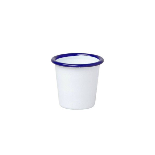 Mini-Tumbler: Weiß mit blauem Rand