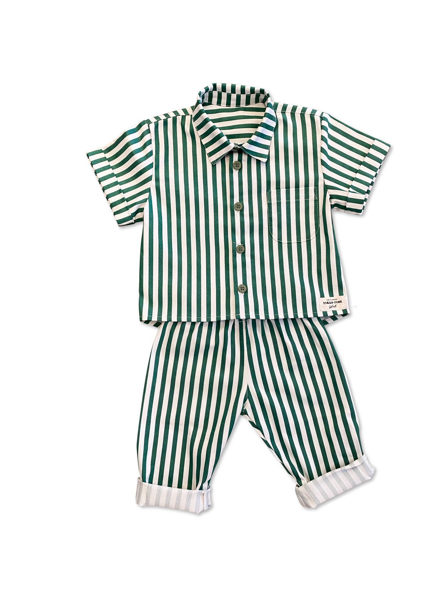 SOMMER TIGER WORKER HEMD STREIFEN GRÜN