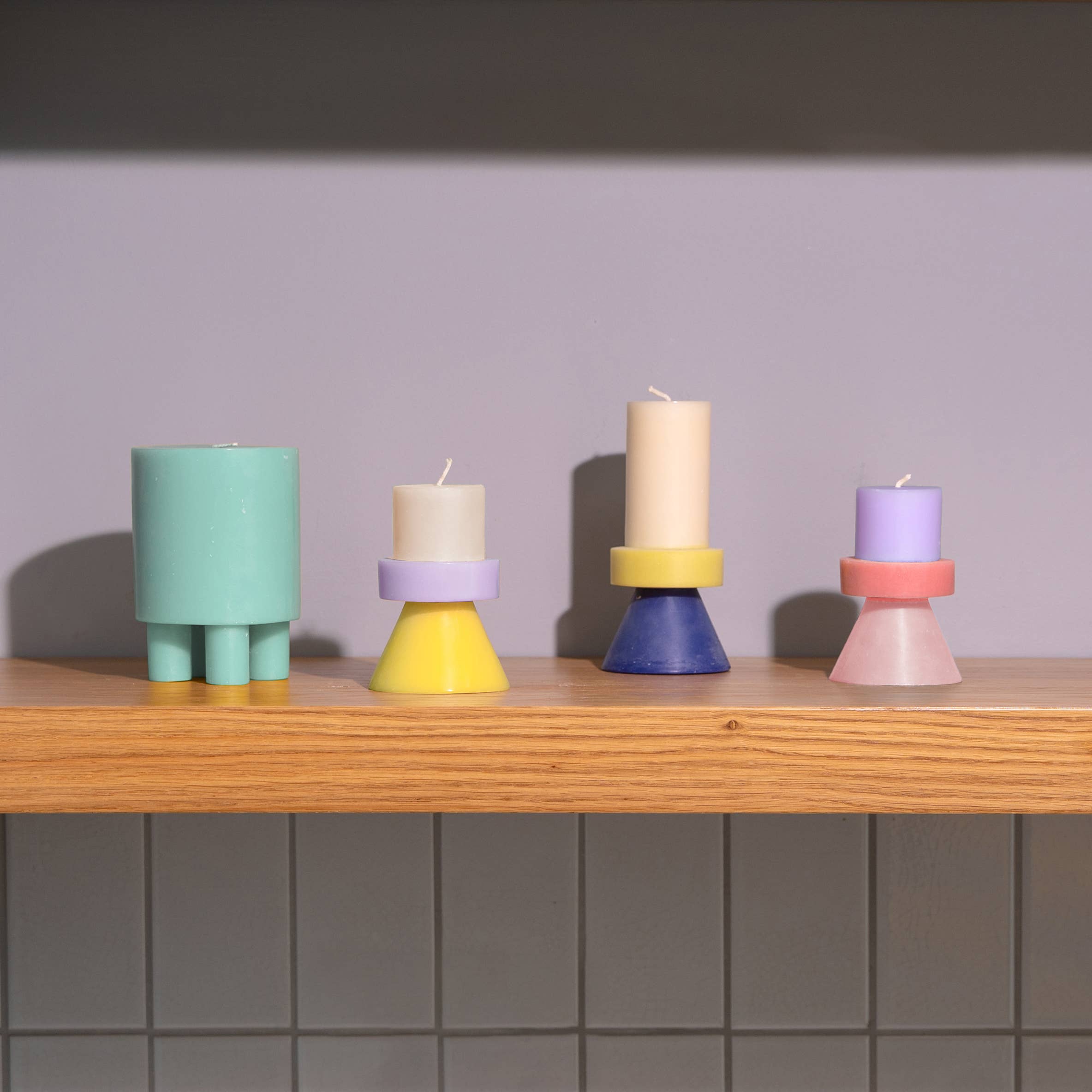 Stackable candle - Mini: Lime green/Coral/Yellow