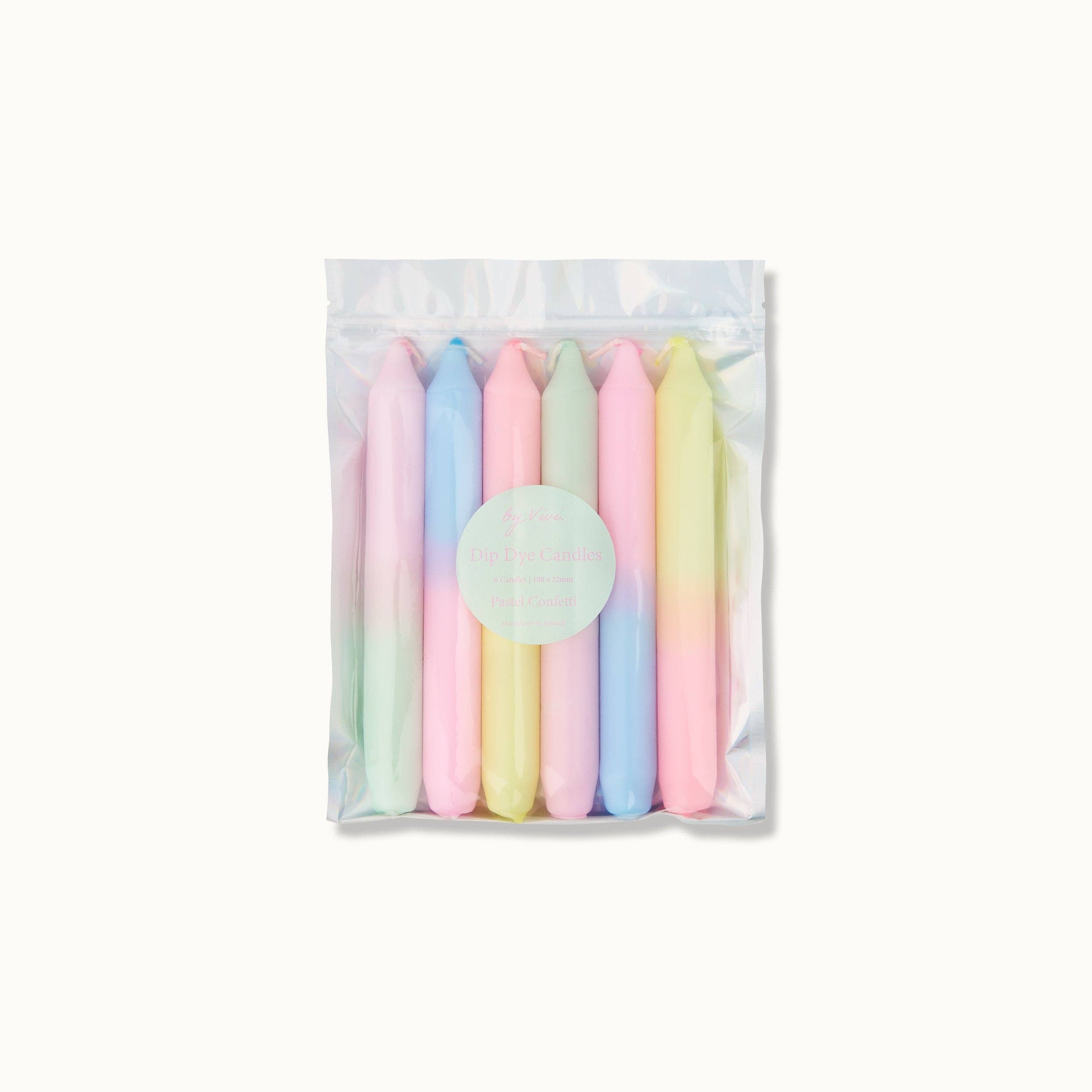 Dip-Dye-Kerzen-Set: Pastell-Konfetti