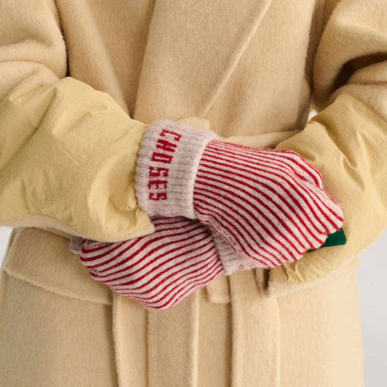 Bobo Choses Merino wool stripes knitted gloves