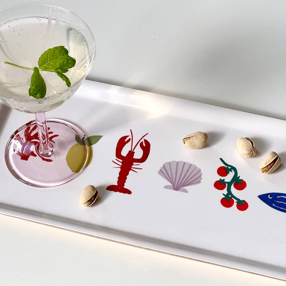 BLU KAT 'Seaside Lunch' rechteckiges Serviertablett – 32 x 15 cm – Cremefarben